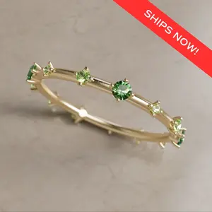 Galaxy Ring, Mini, Green Ombré Tourmaline Peridot (Ready to Ship)