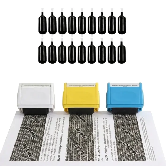 Kit Confidential Privacy Roller Hidden Wide Privacy Stamp,Identity Theft Protection Roller Stamps,6 Pcs Refills Security Ink for Mail Address Blocker