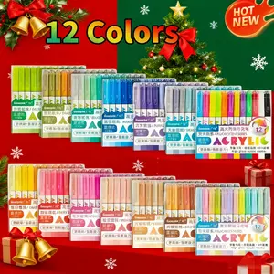 Guangna 12 Color Premium Brush Tip Markers, Vibrant Water-Based Ink Art Brushes, Ideal for Professional Drawing, Artists & Designers, Paper Surfaces