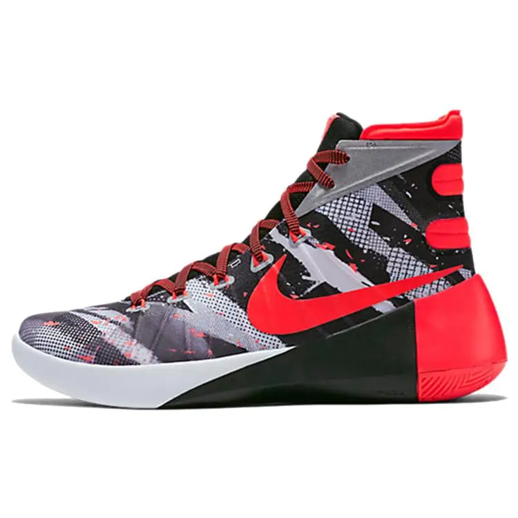 Nike Hyperdunk 2015 White Bright Crimson Black Cushioned High Top Basketball Shoes Men's 749567-160