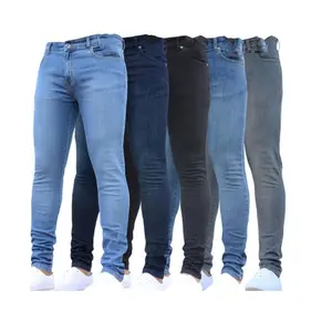 Slim Fit Slim Stretch Denim Men's Pants Autumn Black Skinny Tappered Pants Men Streetwear Plain