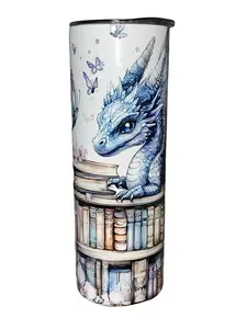 Dragon Butterflies Bookshelf Booktok - 20oz oz 20 oz. 20oz. - Skinny Straight Sublimation Tumbler - Amy's Tumbler Junkies - Your Favorite Tumbler Shop!