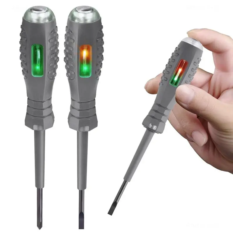 2PCS Voltage Tester Screwdriver Set - Multifunctional, Magnetic Tips for Enhanced Efficiency, Dual-Use Design with Neon Light Display for AC/DC Circuit Detection, Comfortable Anti-Slip Grip