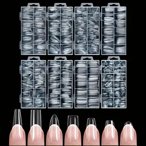 120Pcs Acrylic Press-On Nails — Coffin, Almond & Square Shapes, 12 Sizes, Nail Press On Nails