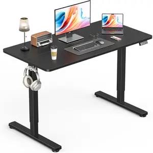 Standing Desk, Height Adjustable Electric Stand up Desk, 40 x 24 Inches Sit Stand Home Office Desk with Splice Board, Black Frame/Black Top