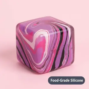 1pcs 2.17in  Purple Pink Marbled Pocket Stress Cube, Portable Fidget Toy for Anxiety Relief, Sensory Gift for Kids & Adults