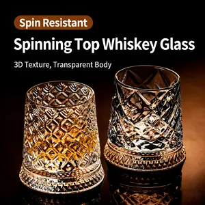Luxury 360° Spinning Crystal Glass – Star-Cut Stress Relief Whiskey & Wine Glass, Elegant European Barware Gift Drinkware