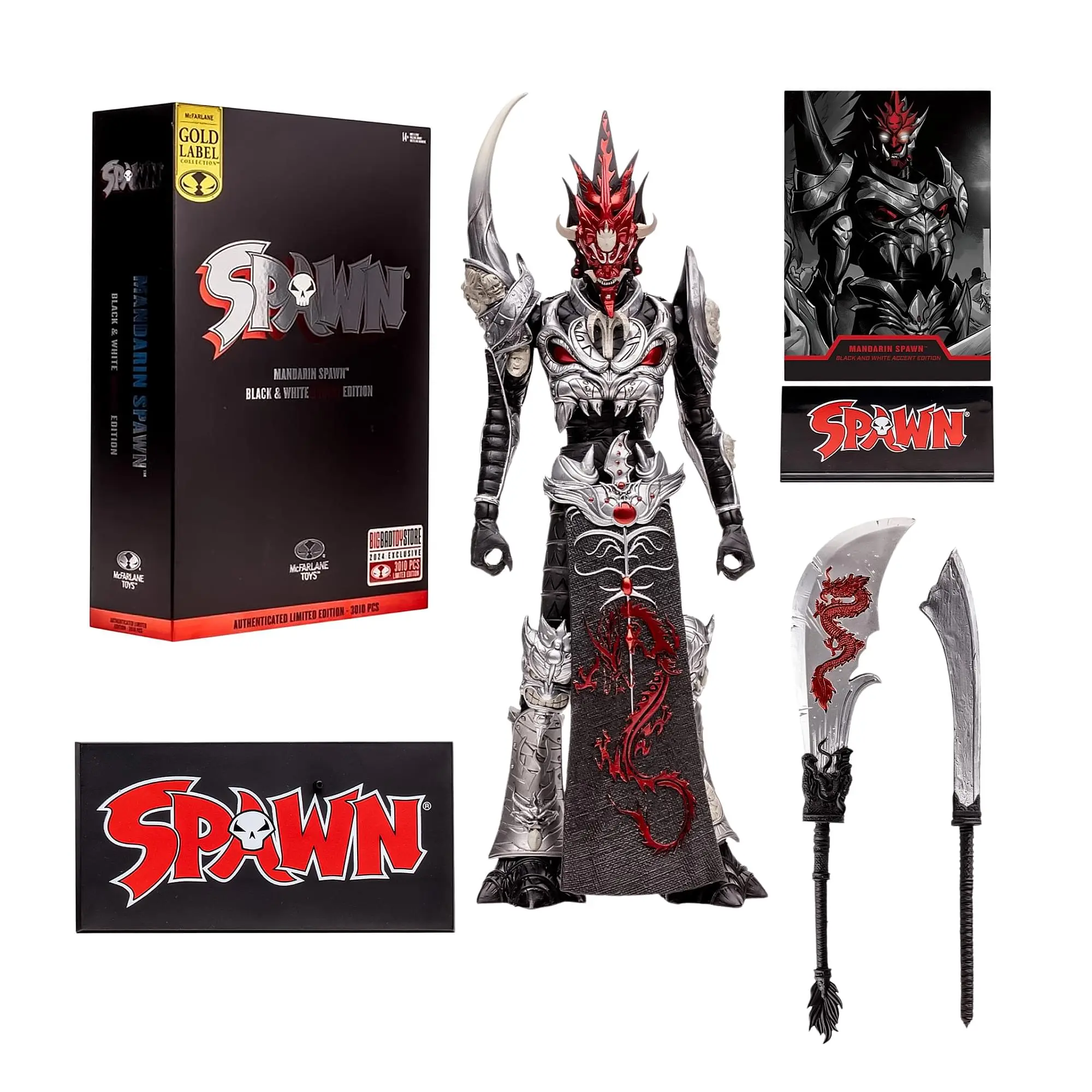 Spawn Universe Mandarin Spawn BW Accent Edition Action Figure, Collectible Character Toy Action Figures for Toys & Hobbies Enthusiasts, Mcfarlane Toys, Age 12+