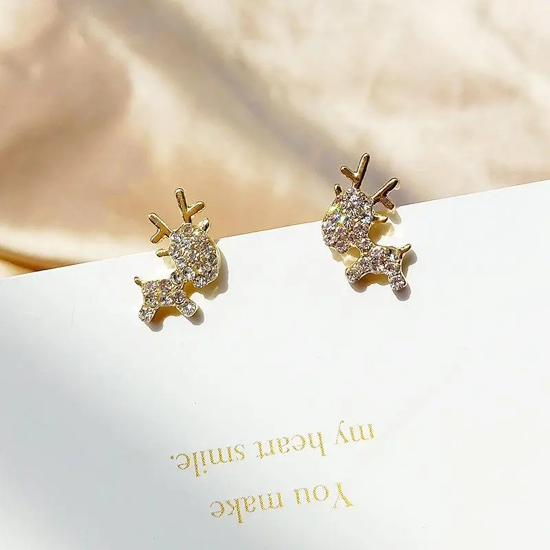 Glitter Deer Earrings,Minimalist Small Earring,Gift for Her, Birthday/Valentine's