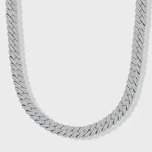 IMPERIUM JEWELRY 10mm Iced Cuban Link Chain - Silver Chain Jewelry with Diamond Accents