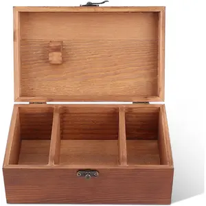 Wooden Sewing Box with Compartments, Vintage Sewing Case Wooden Sewing Basket Tools Accessories for for Adults, Beginner(Empty Sewing Box)