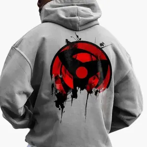 Oversized Naruto Sharingan Hoodie, Unisex Anime Graphic Pullover, Uchiha Clan Streetwear, Manga Fan Apparel,  Trendy Best Gift