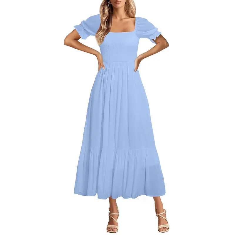 blue puff sleeve dress - TikTok Shop