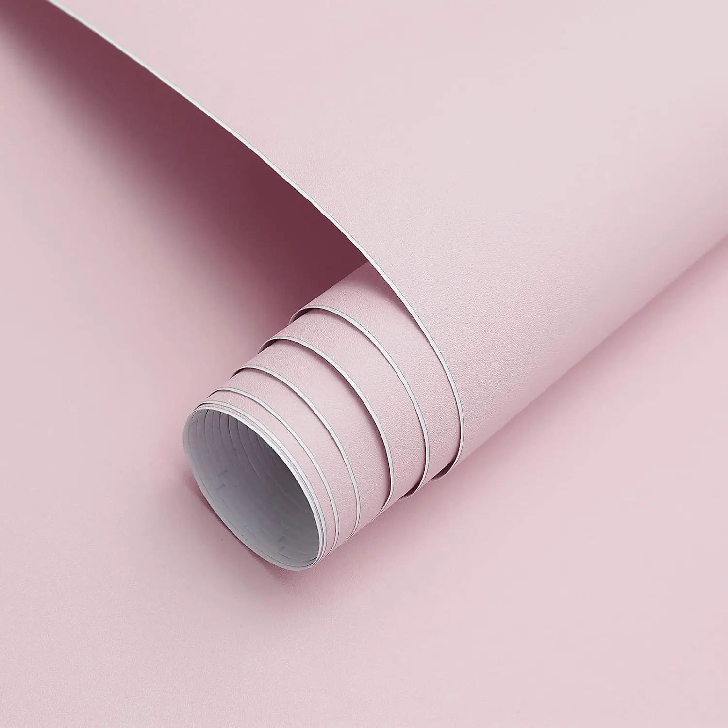 Solid Light Pink Wallpaper Matte Textured Peel and Stick Wallpaper 118"X15.7"  Self Adhesive Removable Wall Paper Waterproof Contact Paper for Living Room Bedroom Decor