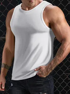 Men's Solid Color Tank Top, Regular Fit Casual Comfy Sleeveless Top for Summer, Men's Clothes for Daily Wear