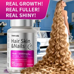 [Collagen] 12000 micrograms of biotin and collagen peptides hair, skin, and nail supplement, supports longer, thicker, and healthier hair, suitable for both men and women, 90 capsules per bottle, remarkable results