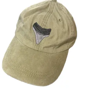 Khaki shark tooth baseball hat