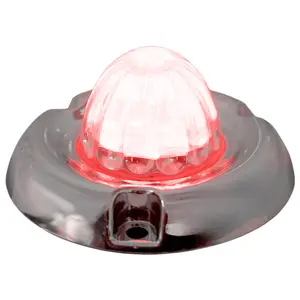 Legendary 1-1/2 Glass Watermelon Red-Clear 2 Wire Single Function Chrome Inset Bezel LED Light - Each