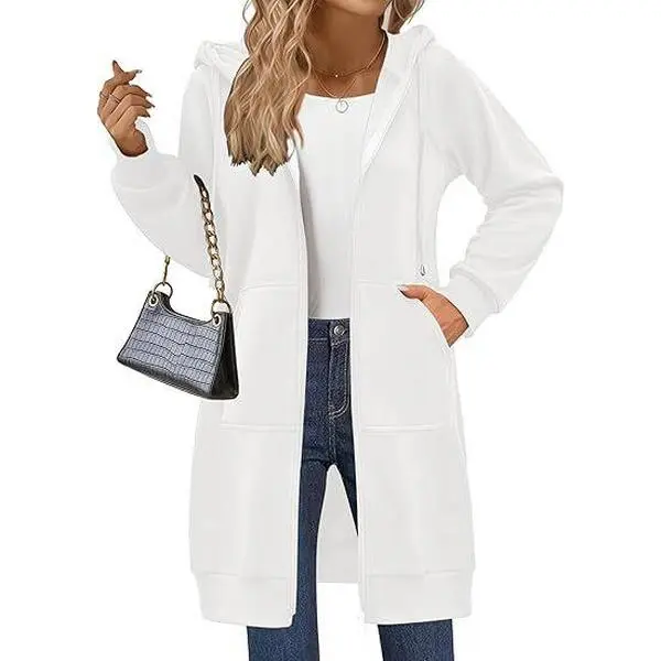 Women's Zip Up Hoodies Long Tunic Sweatshirts Long Sleeve Oversized Fleece Casual 2025 Fall Jacket Coat with Pocket