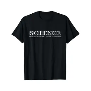 Science vs Religion T-Shirt - "Science Because People Don't Kill Over Theories" Bold Print Atheist Tee, Loose Fit Casual Black Shirt with White Text, Machine Washable