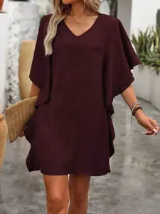 Ruffled Flutter Sleeve V-Neck Mini Dress