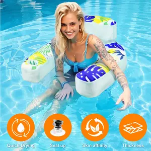 Inflatable Adult Pool Float Lounger Chair with Backrest, Armrests, Dual Cup Holders, Comfortable Floating Seat for Pool, Lake, Beach, River