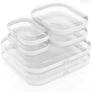 6 Pack Clear Hard Shell Zipper Case (2 Small, 2 Medium, 2 Large), See-Through Hard Plastic Organizer Pouches with Zipper for Travel, Toiletries, Makeup, Electronics & Pencils - Crush-Resistant StorageXXSTYOUT12