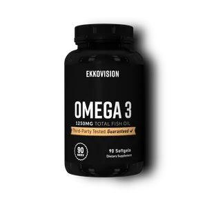 EKKO Omega 3 Fish Oil 1250MG - 90 Softgels, Third-Party Tested, Premium Supplement for Health & Wellness