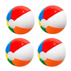 6-Color Inflatable Beach Ball Set (4-Pack) - Large Rainbow Water Balls for Pool, Ocean, Outdoor Sports, Fun for Kids & Adults