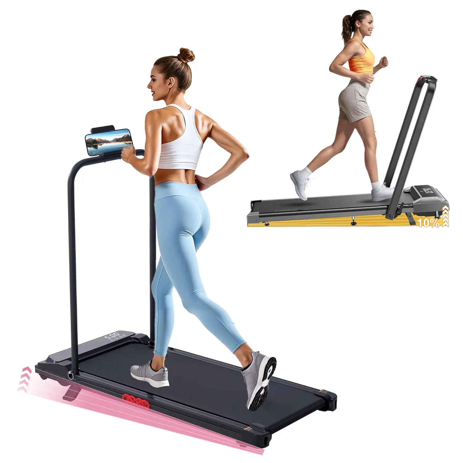 3-in-1 Foldable Under Desk Walking Treadmill Mat - Home Workout Exercise Machine with Handles, Remote Control, LED Screen, 350 lbs Capacity, Portable Lightweight Home Gym Equipment,summerwins