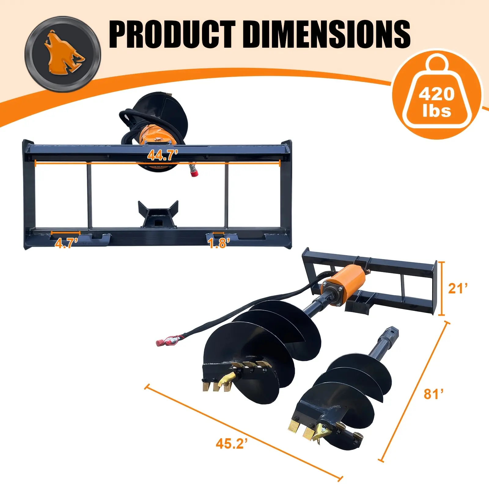 35 Inch Auger Drive Bit Skid Steer Loader Attachment High Efficiency Digging Tool Suitable for Excavation Operations