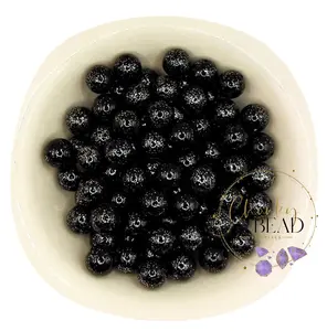 20mm "Black" Glitter Pearl Acrylic Beads