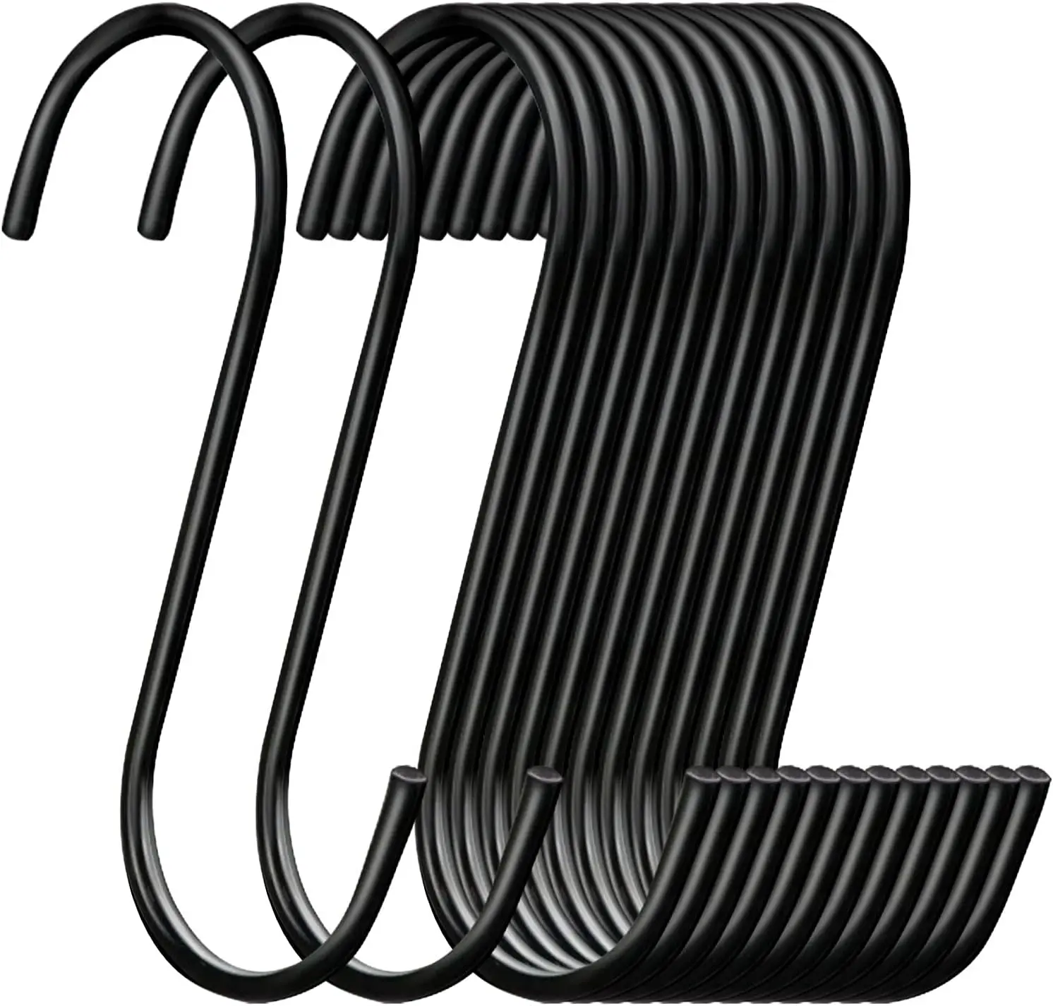 30 Pack 3.7 inch Length S Hooks Black Steel S Shaped Hooks for Hanging Jeans Pans Pots Plants Bags Towels Kitchen Closet Hooks Hanger, Fit the Rod Dia Less Than 1.2 inches
