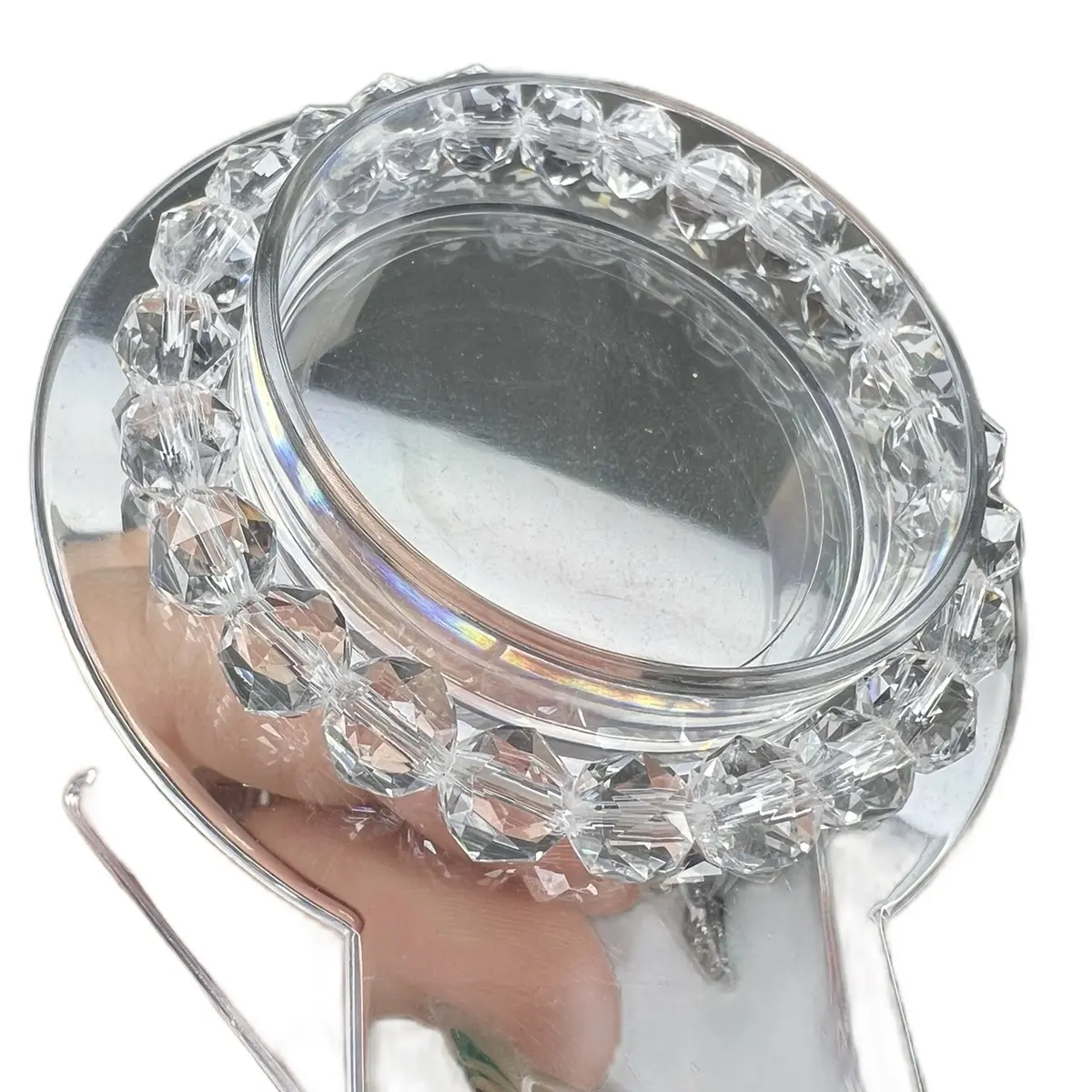 Clear Crystal Quartz Faceted Round Beads Bracelet for Women 7mm