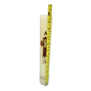 Cirio Pascual 1/2 Kilo Largo 12"Tall×2.5"Thick Paschal Candles Vela de Cera Jesucristo Resucitado Candle for Church Devotional