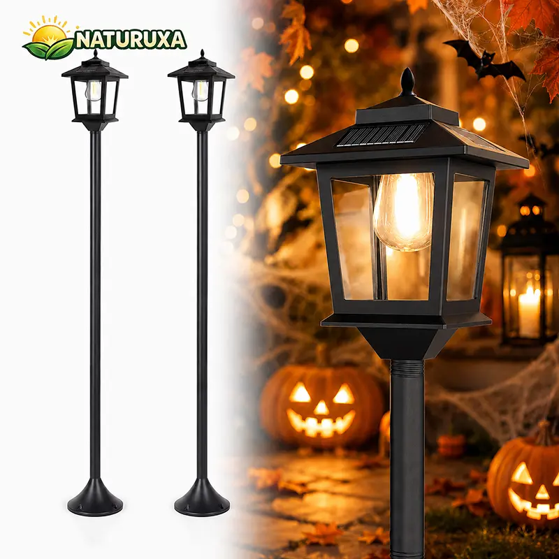 Naturuxa 63" Aluminum Solar Lamp Post Light 2Pcs – Warm White Solar Powered Outdoor Decor for Garden, Pathway, Yard, Front/Back Door. Great for Mother's Day, Dorm, Home Decor & Camping Essentials, halloween decorations.