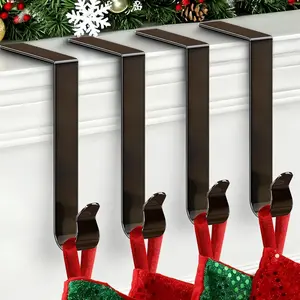 4 Pack Non-Skid Lightweight Christmas Stocking Holders Hooks for Mantle Fireplace Home Party Decor