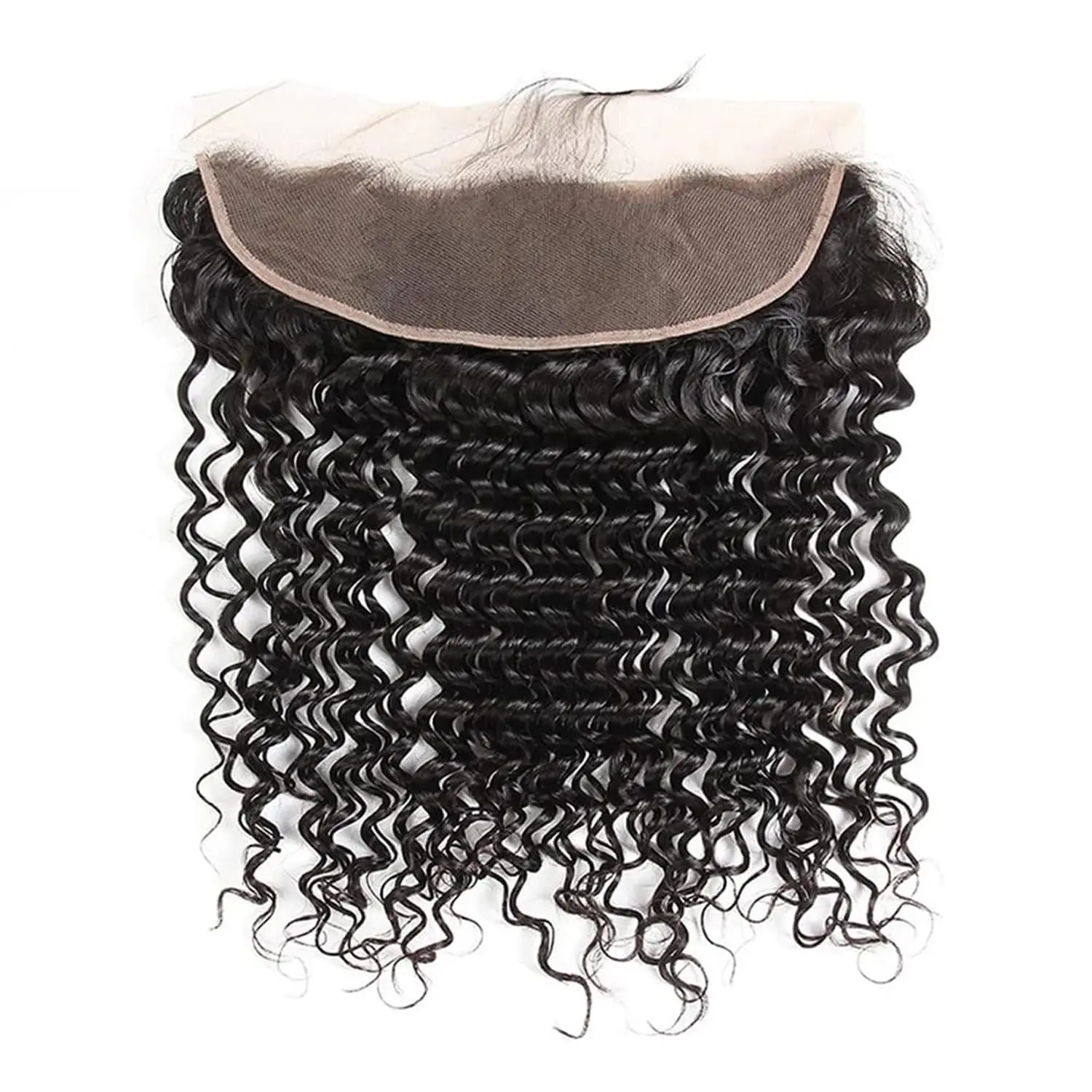 13x4 Lace Frontal Closure Deep Wave Frontal HD Lace Ear to Ear Frontal Human Hair Extensions Pre Plucked with Baby Hair Free Part Brazilian Human Hair Frontals Natural Black