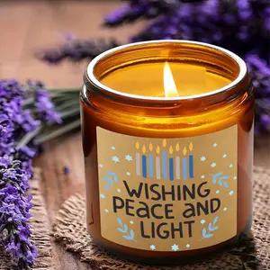 1pc Hanukkah lavender scented candle, soy wax, Hanukkah Star of David Dreidel single wick candle, oval bottle, gift for Canukkah Holiday Gift blessing