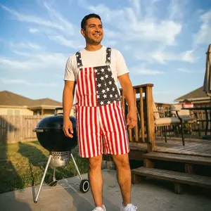 250th Anniversary Patriotic Denim Overalls | American Flag Stars & Stripes | Matching Family Outfit for 4th of July Independence Day