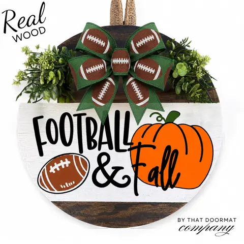 Front Door Decor, Football & Fall, Football Decorations, Front Door Wreath, Welcome To Our Home, Front Door Sign, Welcome Door Hanger, Year Round Door Hanger, Home Decor