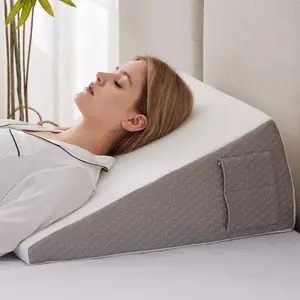 Wedge Pillow for Acid Reflux, 10" Bed Wedge Pillow for Headboard, Pillow Wedge for Back Pain Relief, Post Surgery, Elevated Pillows for Sleeping & Snoring, Triangle Pillow with Cover, White