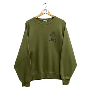 Vintage 90s USMC Marine Corps Green Army Sweatshirt Medium USMC Crewneck United State Marine Corps Sweater Pullover Military USMC Print Logo