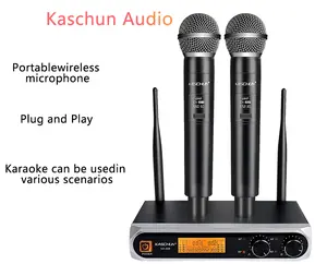 Kaschun KA-328 Portable UHF Wireless Microphone System - 2 Handheld Mics, 100ft Range, for Karaoke, Live Performances