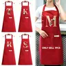 Waterproof Initial Letter Pattern Apron with Pocket, 1 Count Adjustable Shoulder-Strap Professional Apron for Cooking, Gardening, Painting and Baking, Kitchen Cooking Aprons, Apron with Pockets