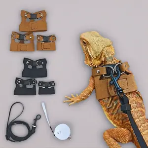 3-Pack Universal Harness & Leash Set for Small Animals - Adjustable Soft Microfiber Suede, Includes Budget Spring & Premium Models, for Bearded Dragon, Squirrel, Rat Training & Walking, Outdoor Pet Supplies