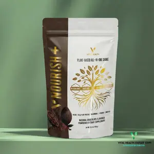 Vital Health Nourish+ Plant-Based Superfood Protein with Berberine MCTs 6-Strain Probiotics & Mushrooms Cacao Flavor