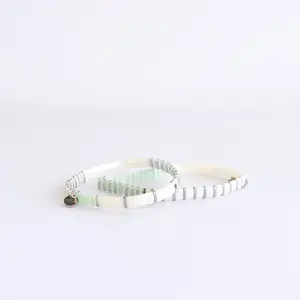 SEASIDE Beaded Glass Bracelet Stack - Silver and Aqua, Perfect for Coastal Looks