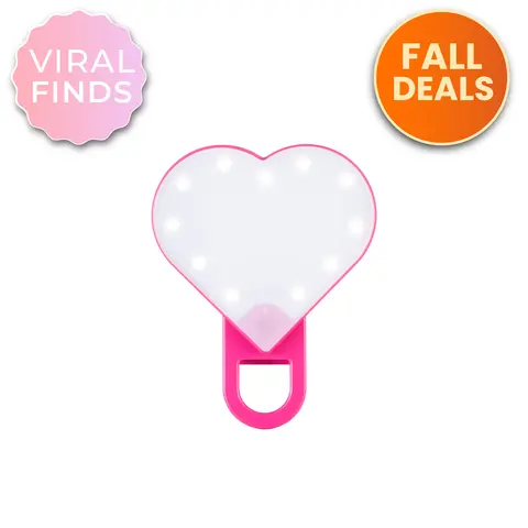RIKI Sweetheart Clip-On Selfie Light & Makeup Mirror with 5 Adjustable Brightness Settings