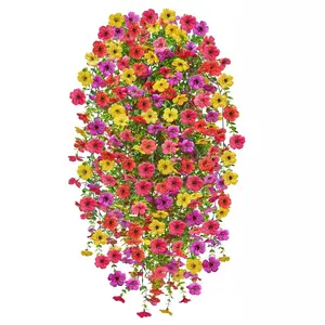 Artificial hanging flowers, Faux flower garland, for outdoor decoration in spring and summer, UV-resistant silk fake hanging plants suitable for garden gates, front yards, windows, and indoor decoration (spring colors, 8 pieces)